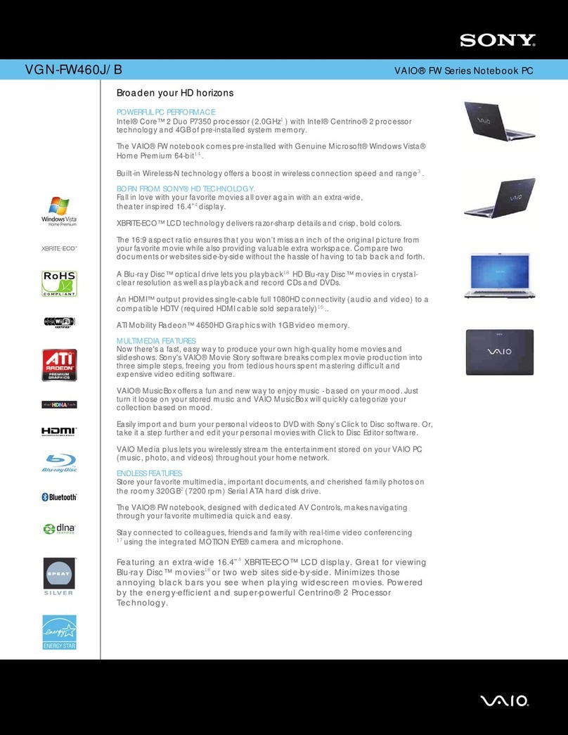 Sony VAIO VGN-FW460J/B Specifications