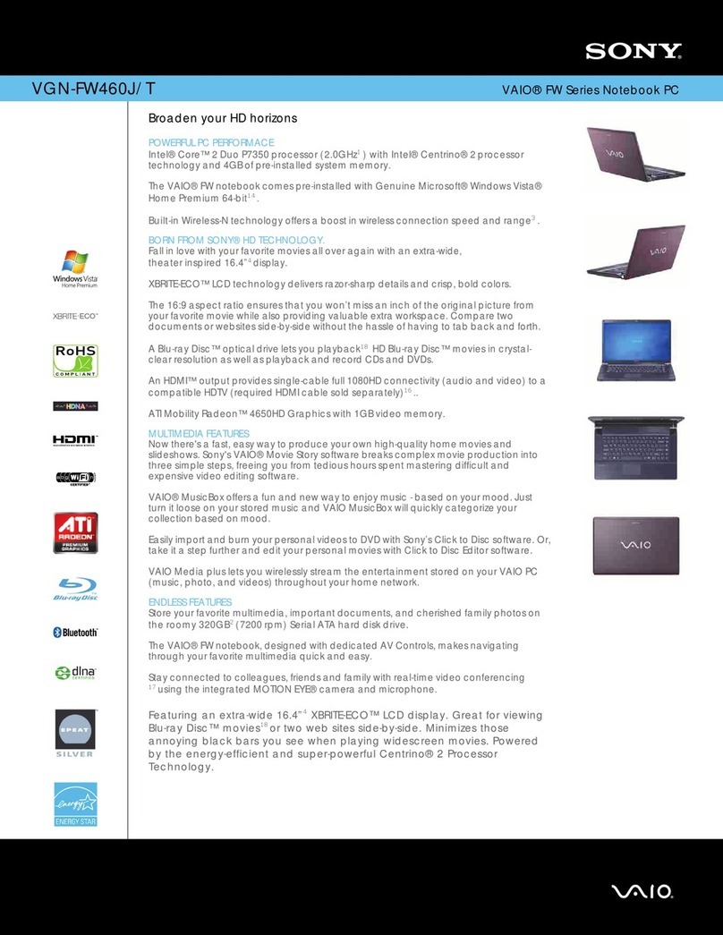 Sony VAIO VGN-FW460J/T User manual