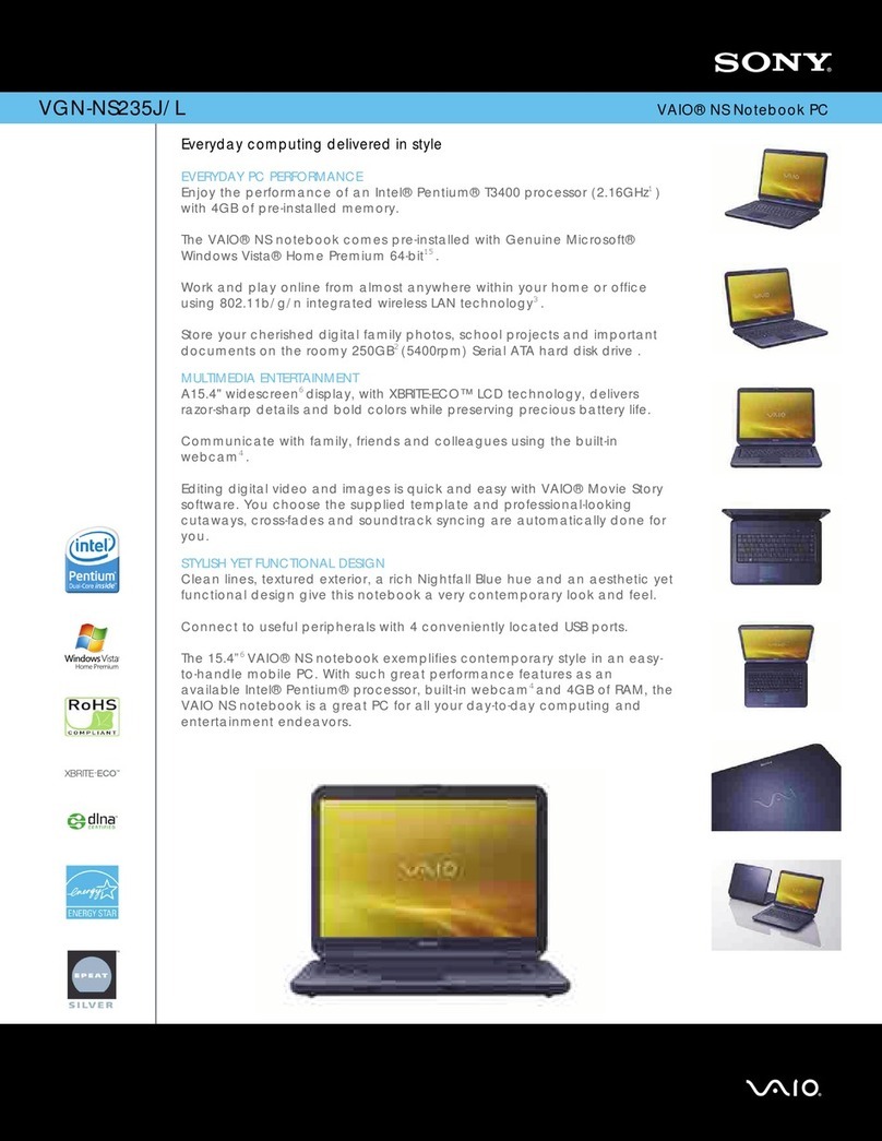 Sony VGN-NS235J/L Specifications