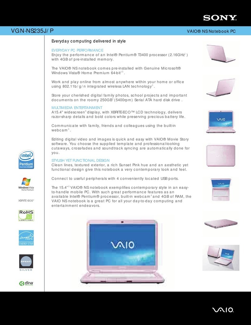 Sony VGN-NS235J/P Specifications