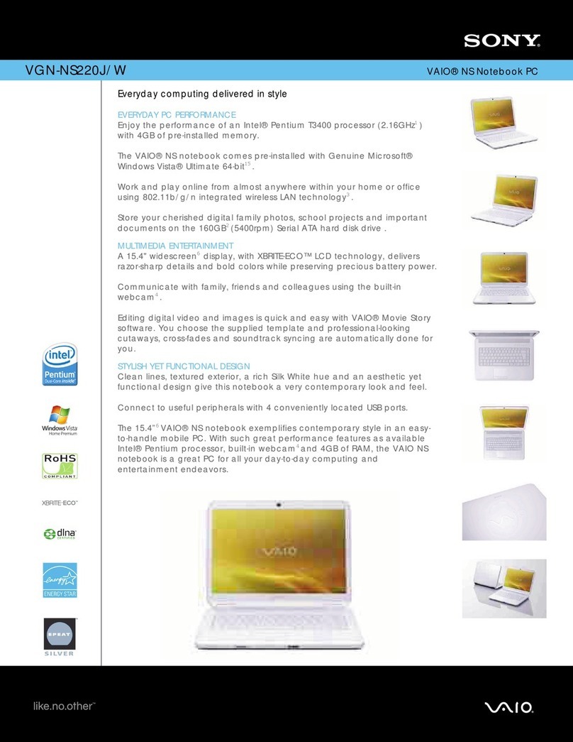Sony VGN-NS220J/W Specifications