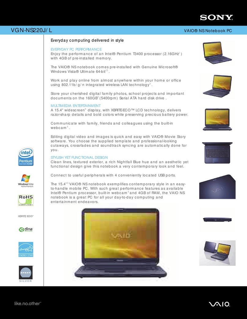 Sony VGN-NS220J/L Specifications
