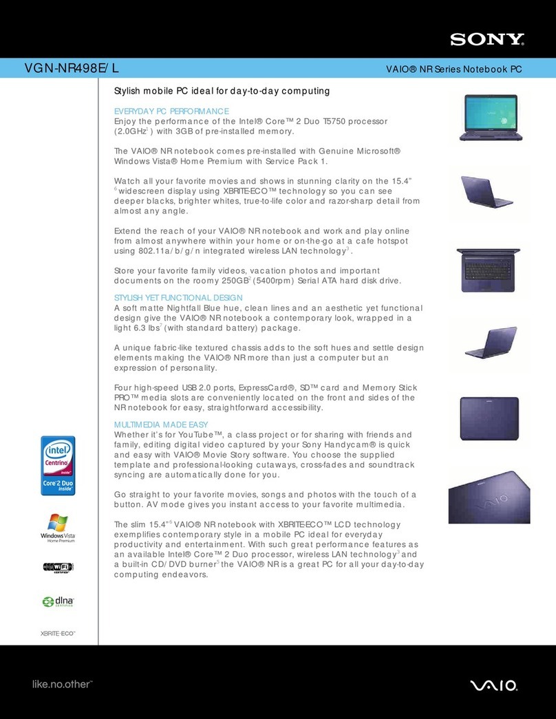 Sony VAIO VGN-NR498E/L User manual