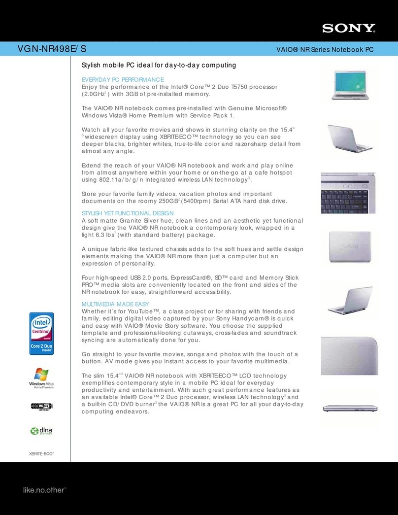 Sony VAIO VGN-NR498E/S User manual