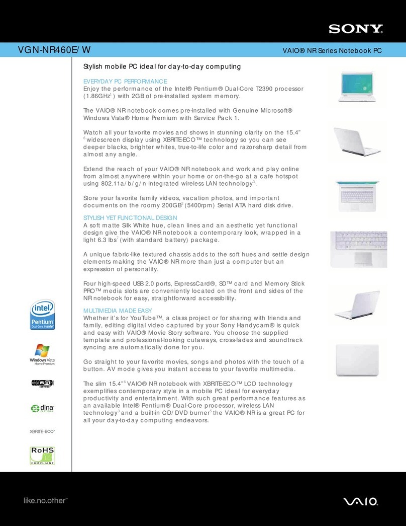 Sony VAIO VGN-NR460E/W Specifications