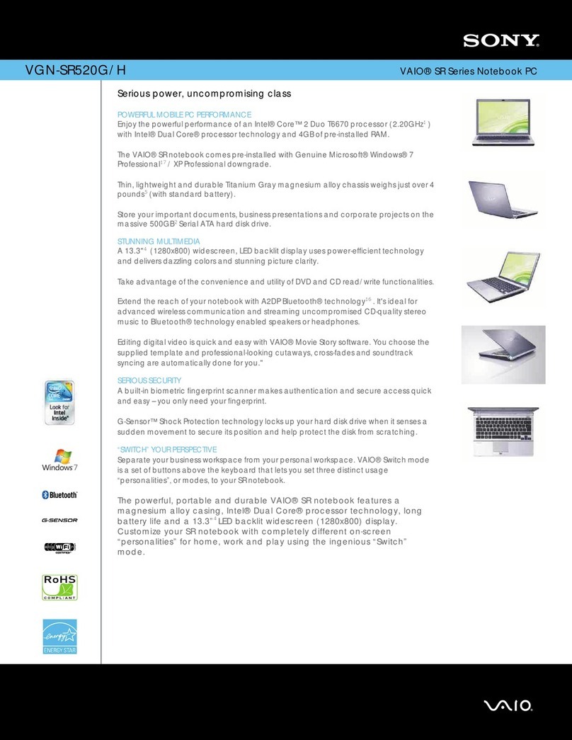Sony VAIO VGN-SR520G/H User manual