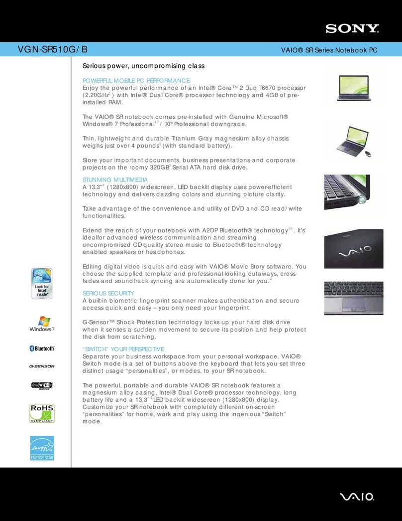 Sony VAIO VGN-SR510G/B Specifications