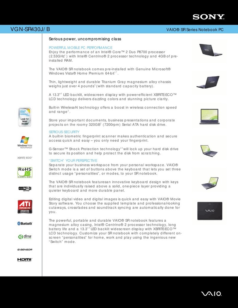 Sony VGN-SR430J/B User manual
