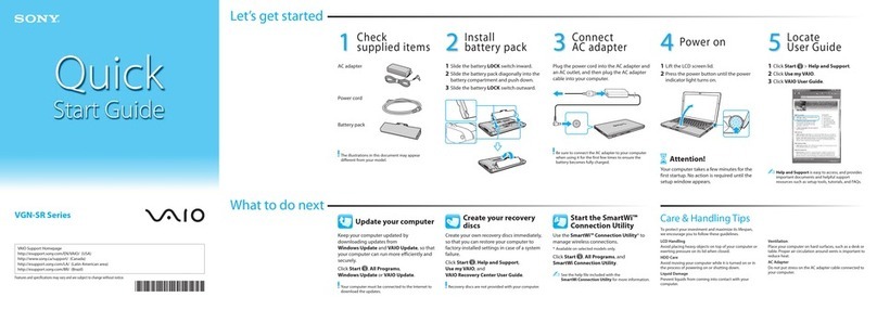 Sony VGN-SR410J - VAIO - Core 2 Duo 2.1 GHz User manual