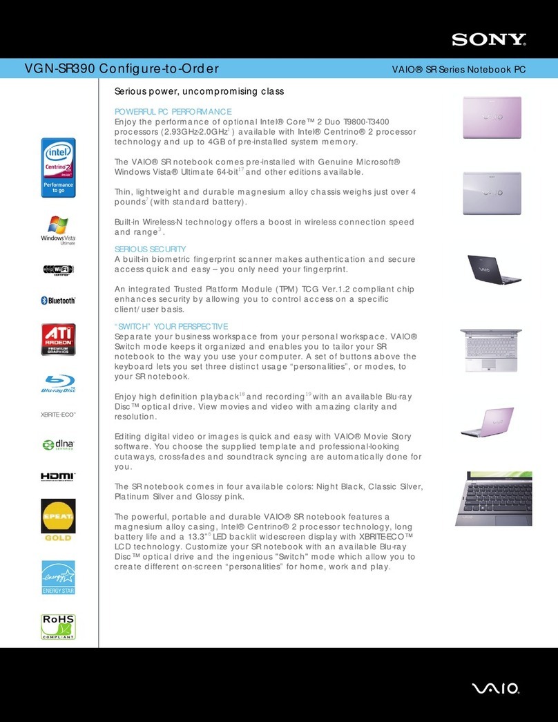 Sony VAIO VGN-SR390 User manual