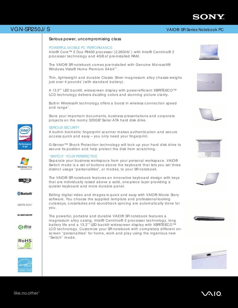 Sony VGN-SR250J/S User manual