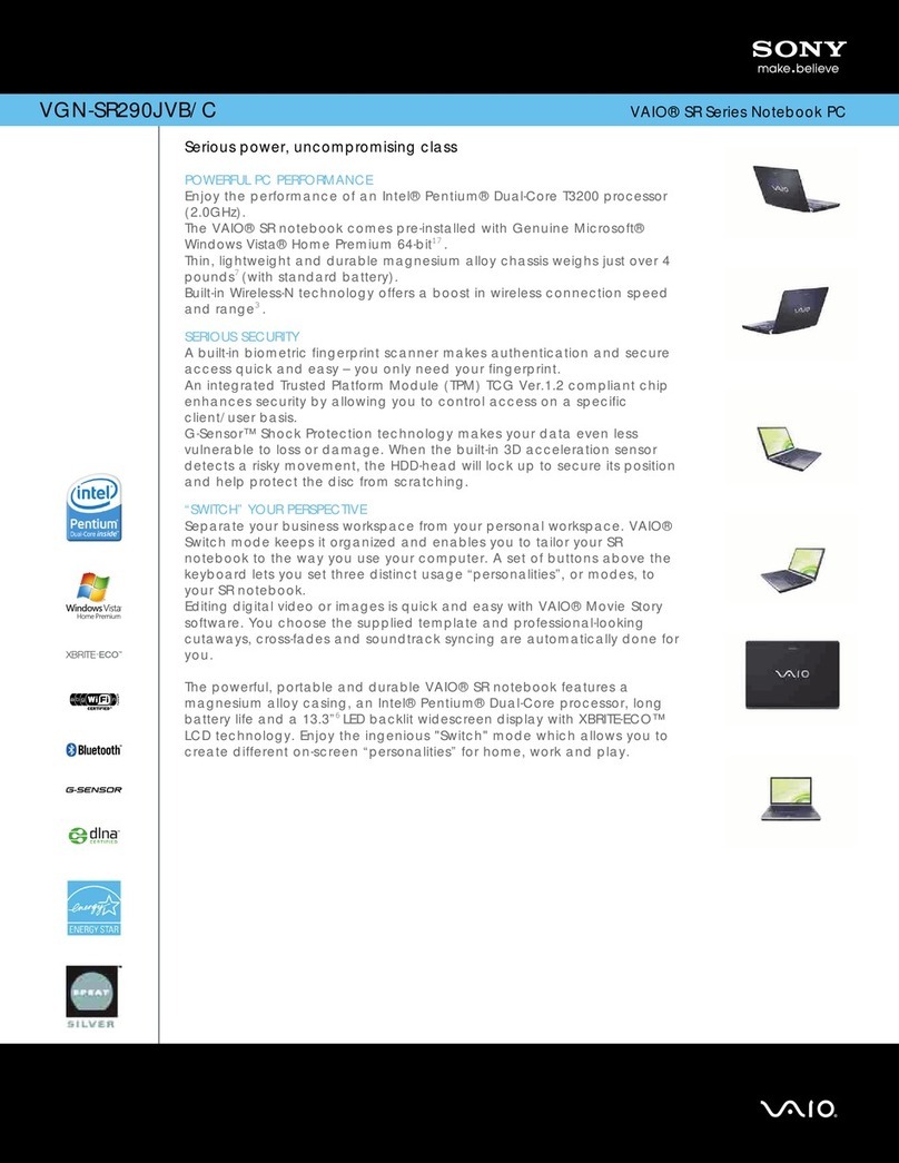 Sony VGN-SR290JVB/C User manual