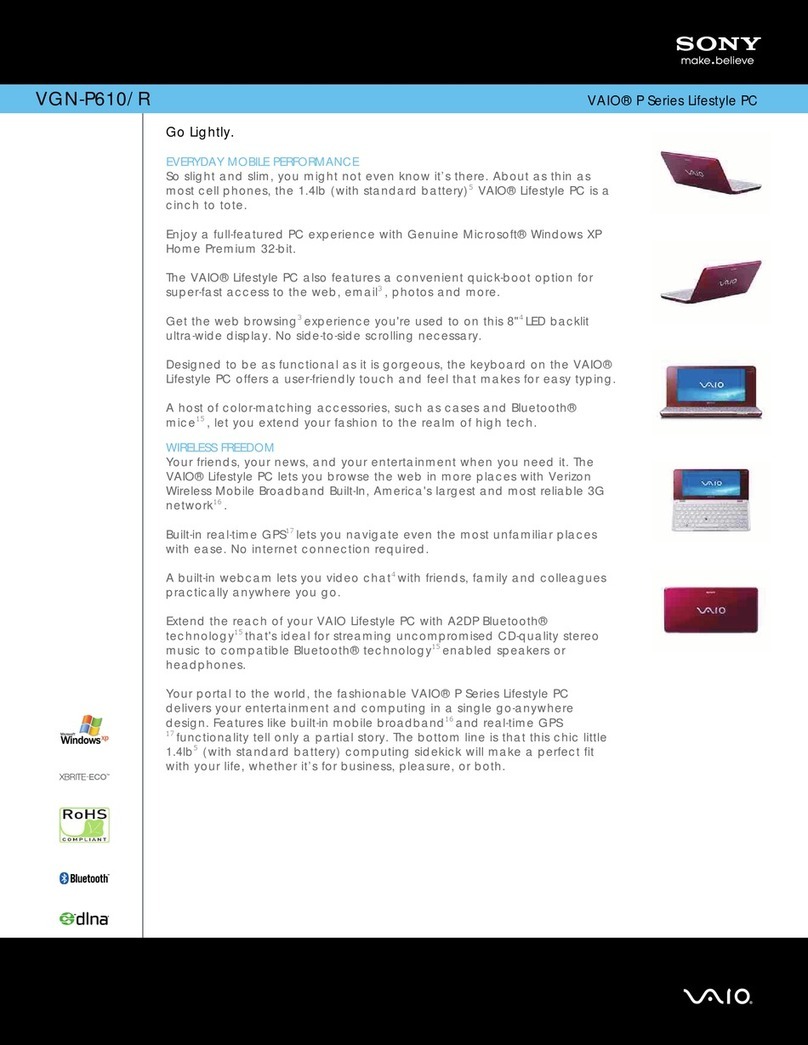 Sony VAIO VGN-P610R User manual