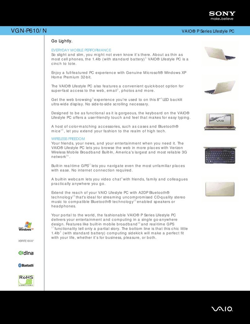 Sony VAIO VGN-P610N User manual