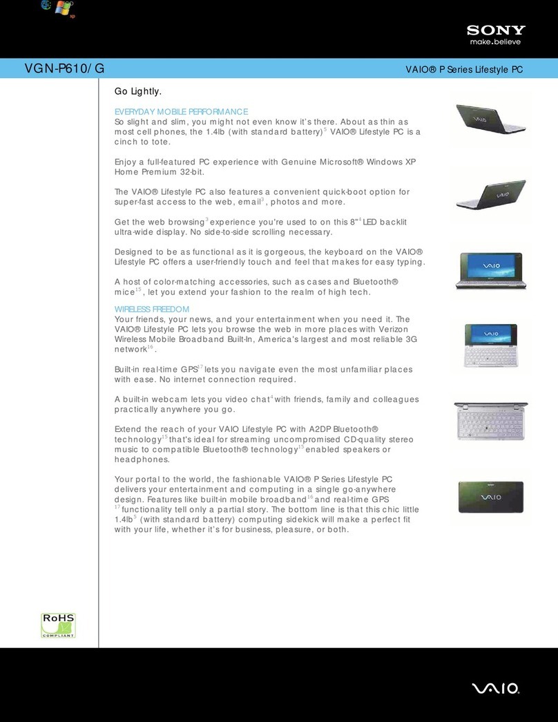 Sony VAIO VGN-P610G User manual
