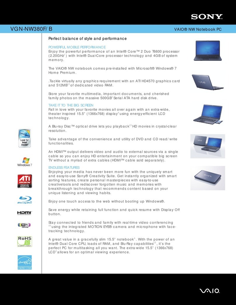 Sony VGN-NW380F/B Specifications