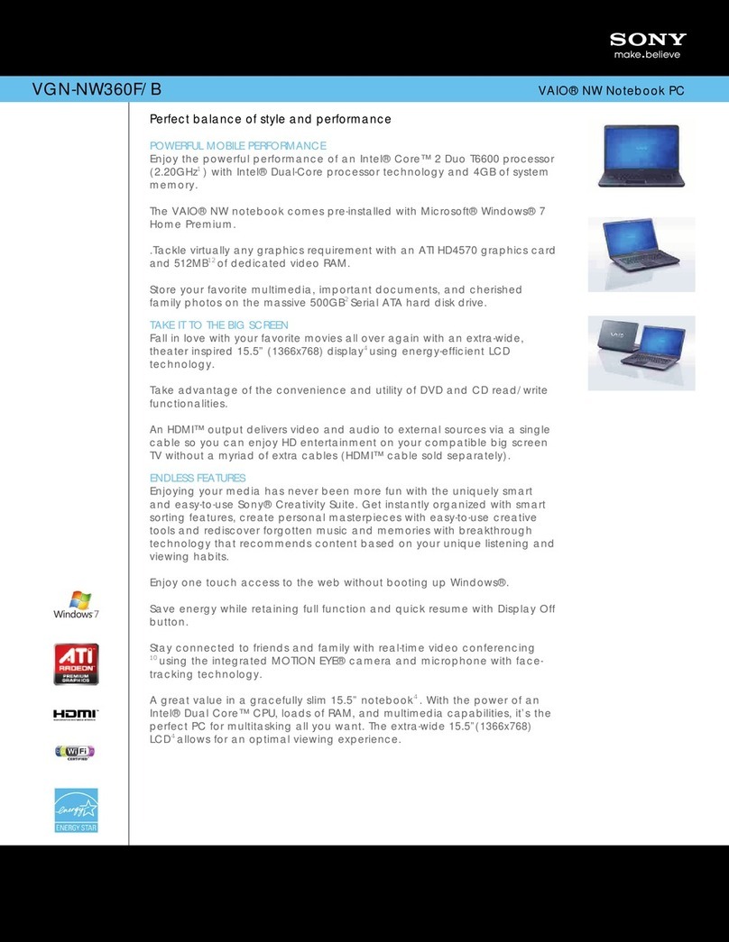 Sony VGN-NW360F/B Specifications