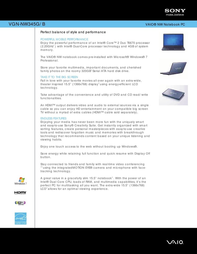 Sony VGN-NW345G/B User manual