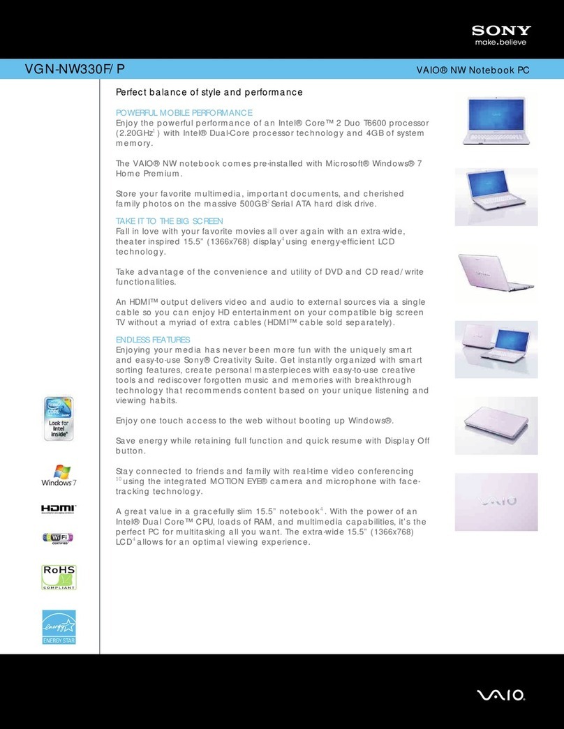 Sony VGN-NW330F/P Specifications