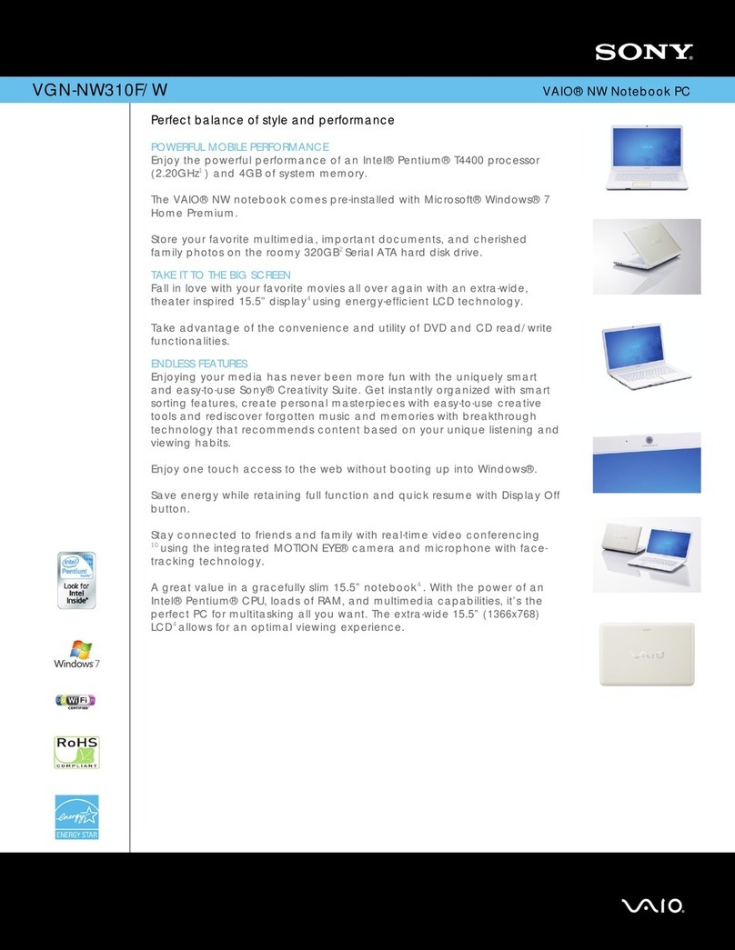 Sony VGN-NW310F/W User manual