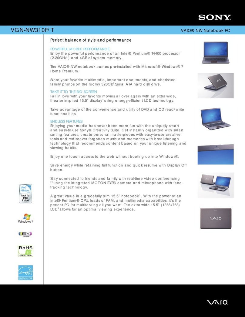 Sony VGN-NW310F/T Specifications