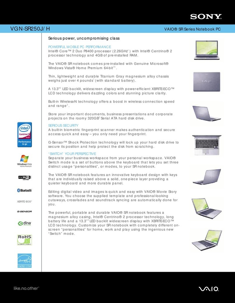 Sony VGN-SR250J/H User manual