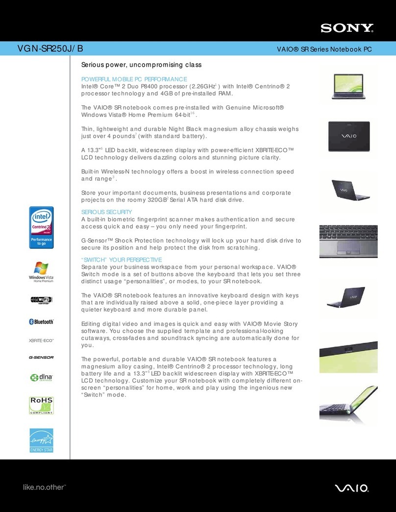 Sony VGN-SR250J/B User manual