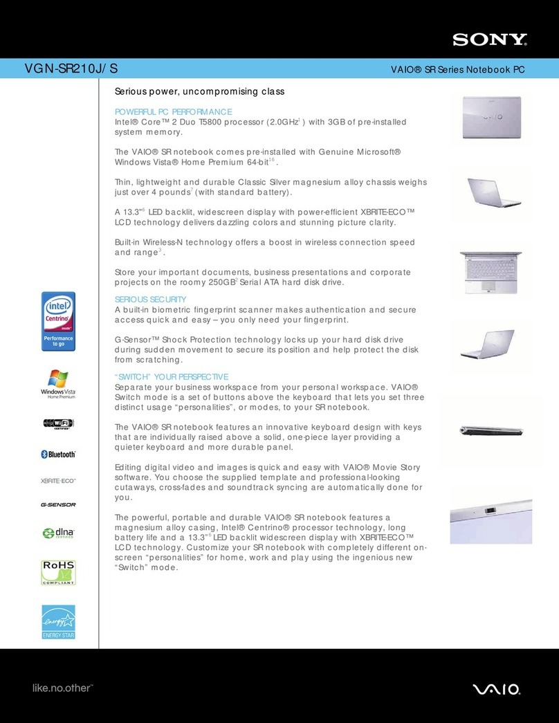 Sony VGN-SR210J/S User manual