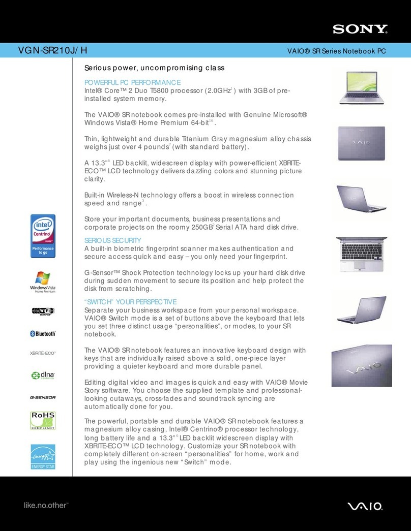 Sony VGN-SR210J/H User manual