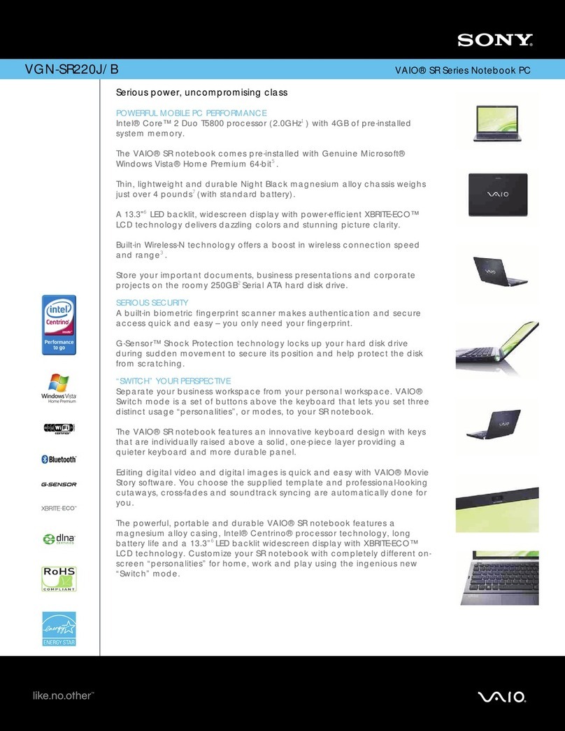 Sony VAIO VGN-SR220J User manual
