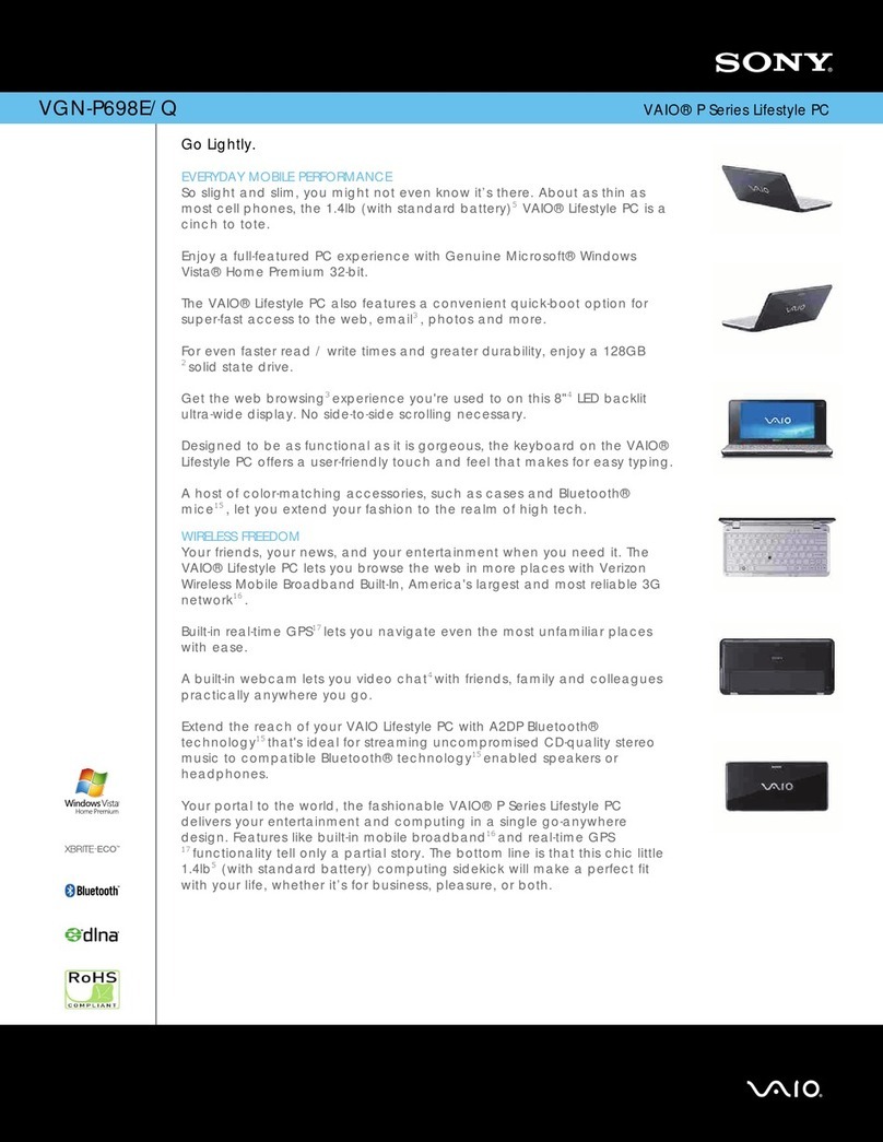 Sony VGN-P698E/Q Specifications