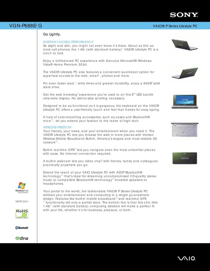 Sony VGN-P688E/G Specifications