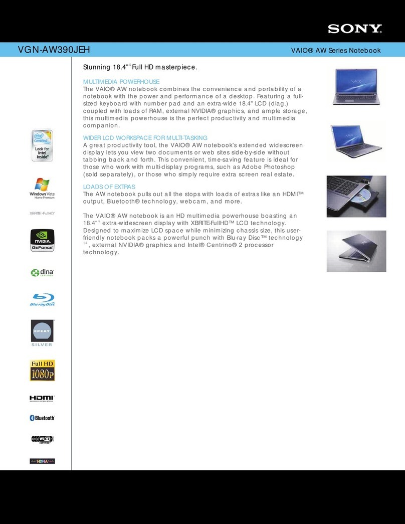 Sony VAIO VGN-AW390JEH Specifications