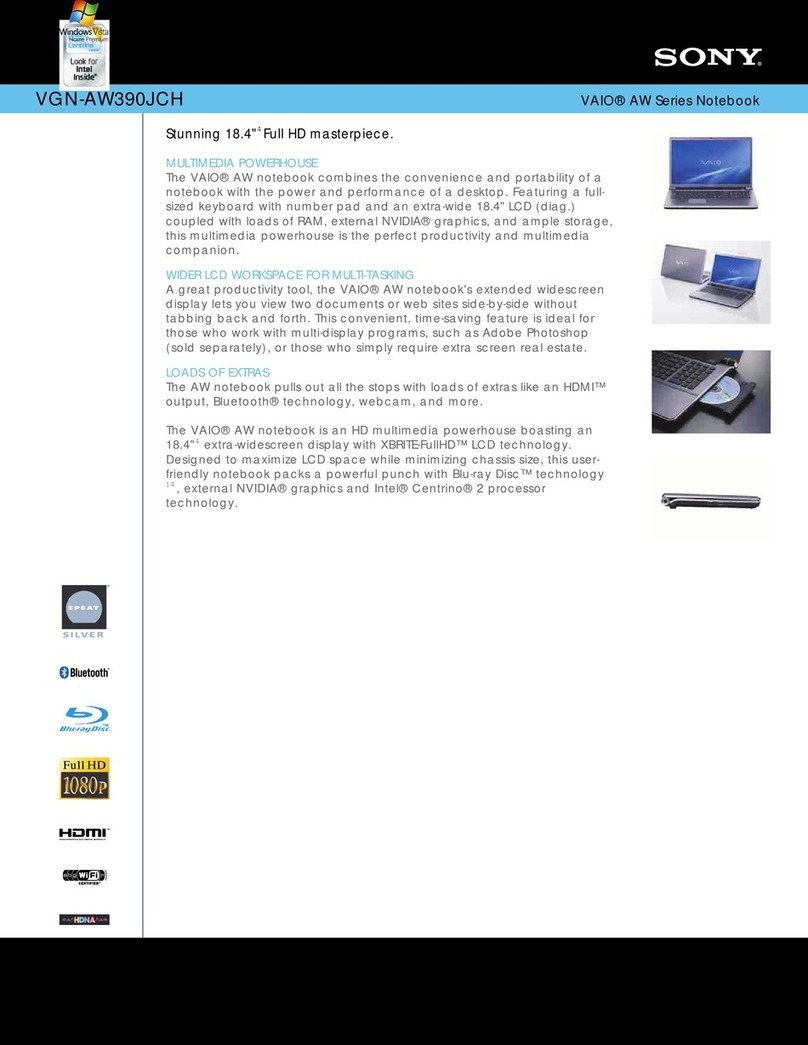 Sony VGN-AW390 Specifications