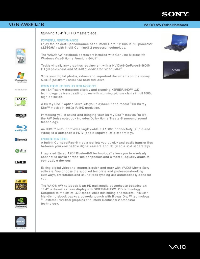 Sony VGN-AW360J - VAIO AW Series User manual