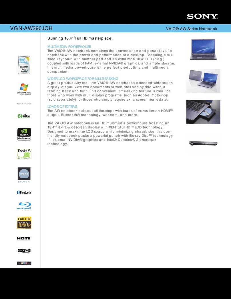 Sony VAIO VGN-AW390JCH User manual