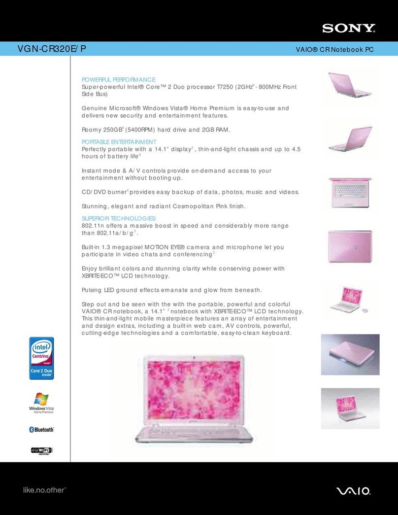 Sony VAIO VGN-CR320E/P Specifications