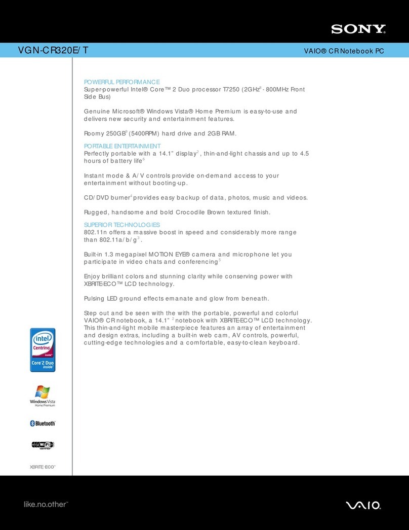 Sony VAIO VGN-CR320E/T User manual