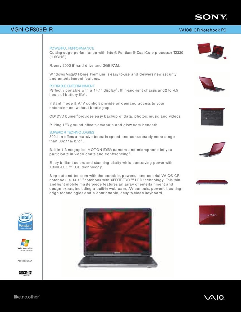 Sony VAIO VGN-CR309E/R Specifications