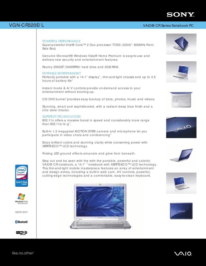 Sony VAIO VGN-CR320E/L Specifications