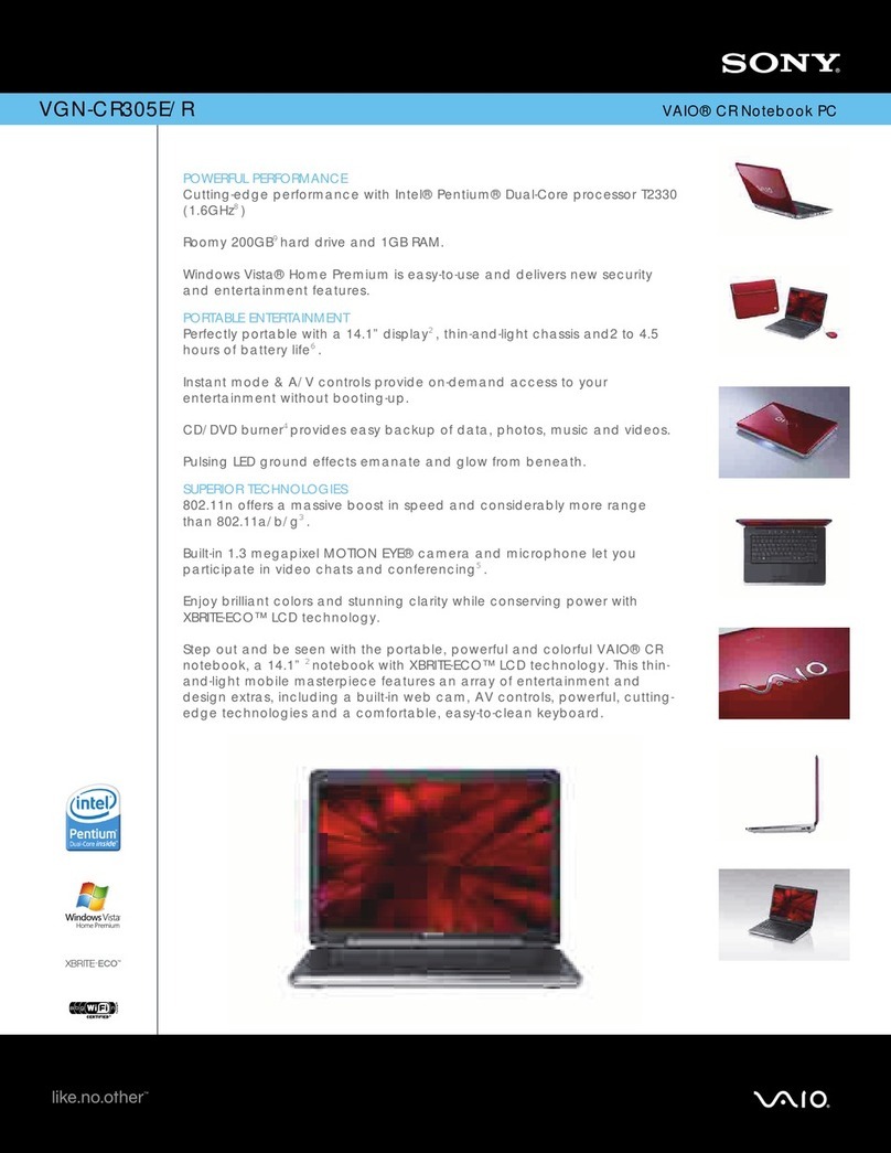 Sony VAIO VGN-CR305E/R Specifications