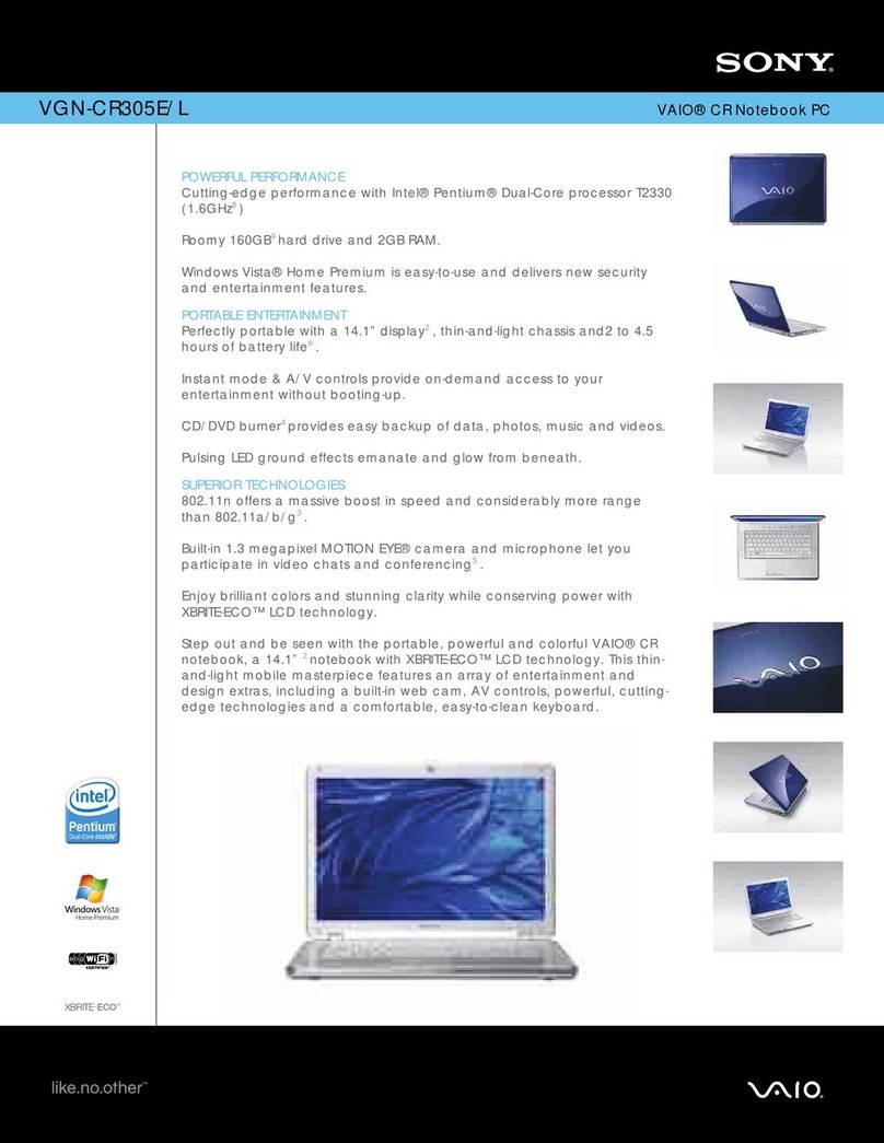 Sony VAIO VGN-CR305E/L Specifications