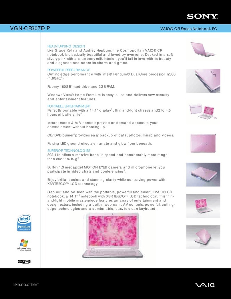 Sony VAIO VGN-CR307E/P User manual