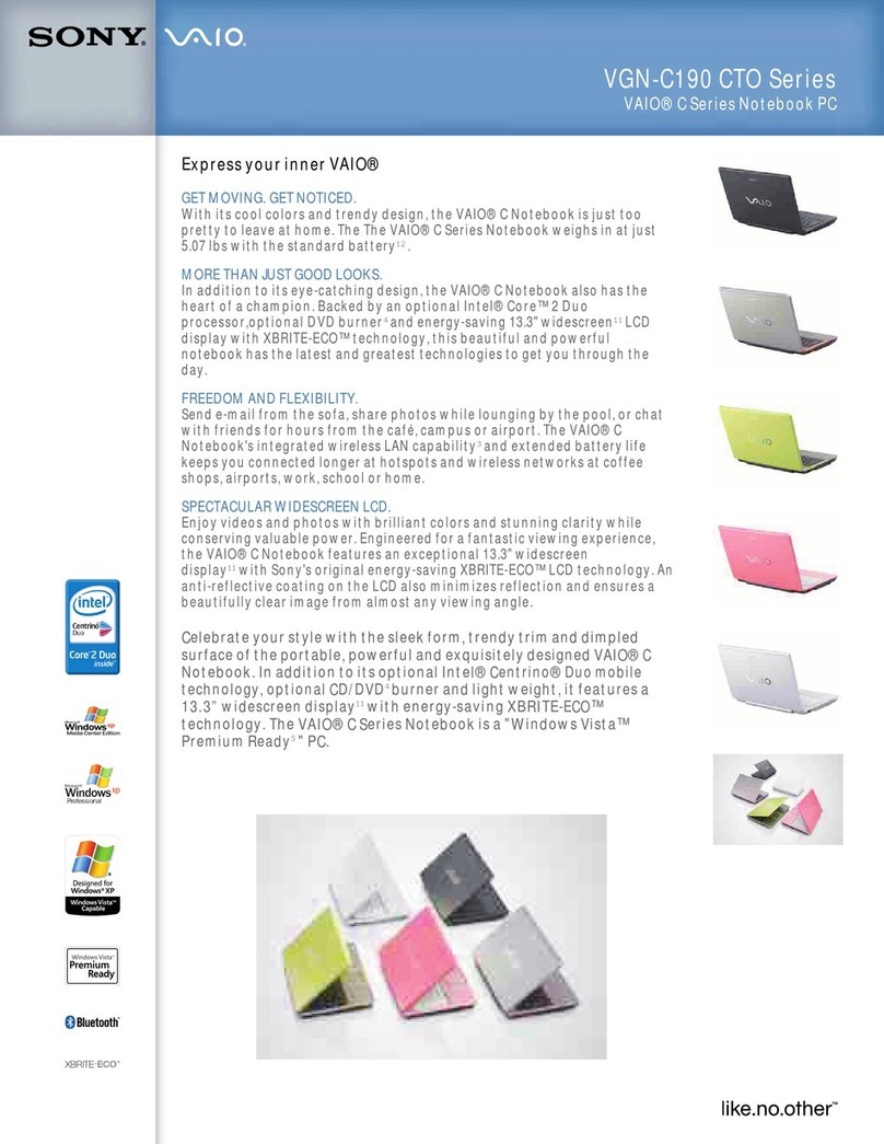 Sony VGN-C190G Specifications