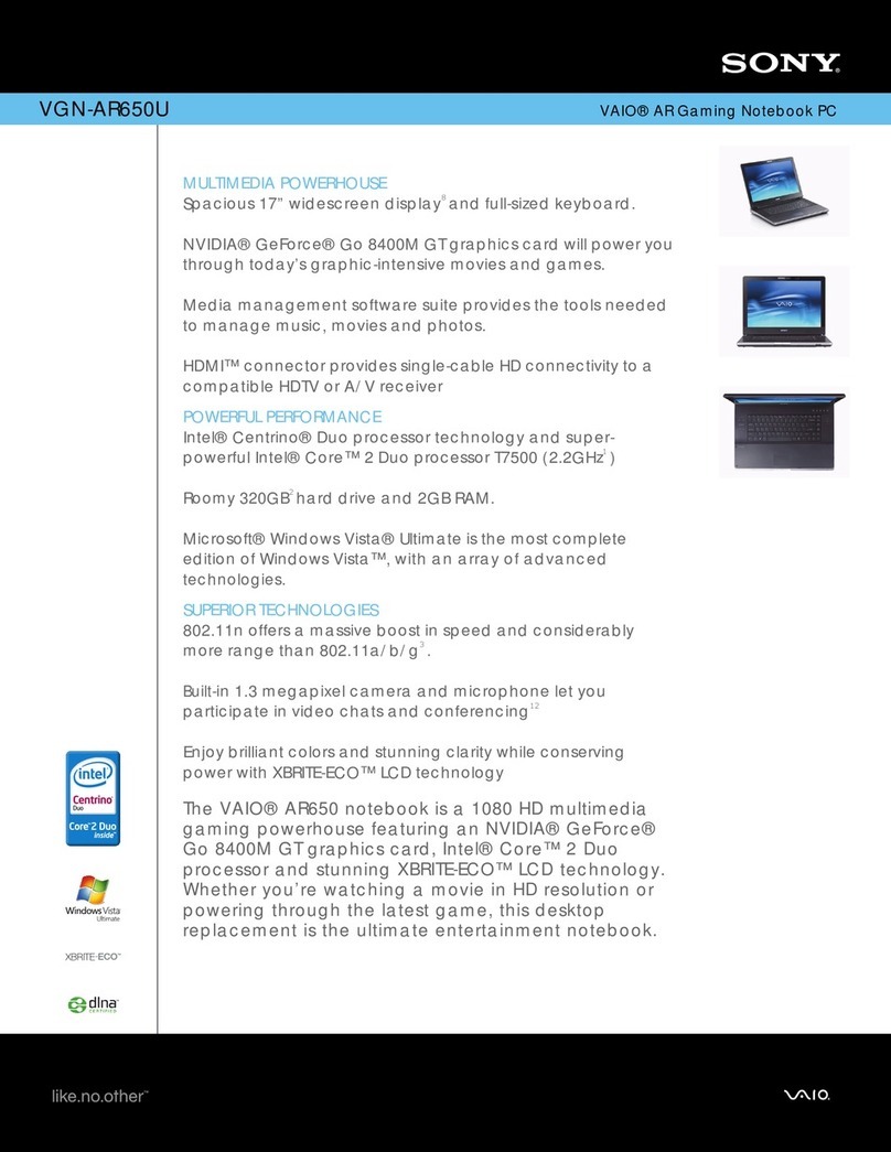 Sony VAIO VGN-AR650U Specifications