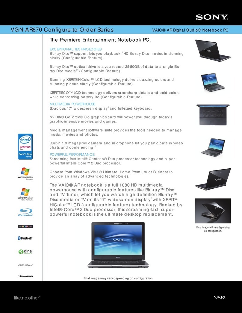 Sony VAIO VGN-AR670 Specifications