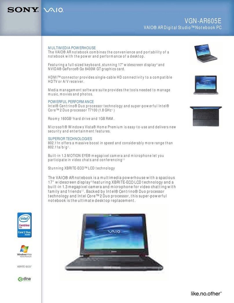 Sony VAIO VGN-AR605E Specifications