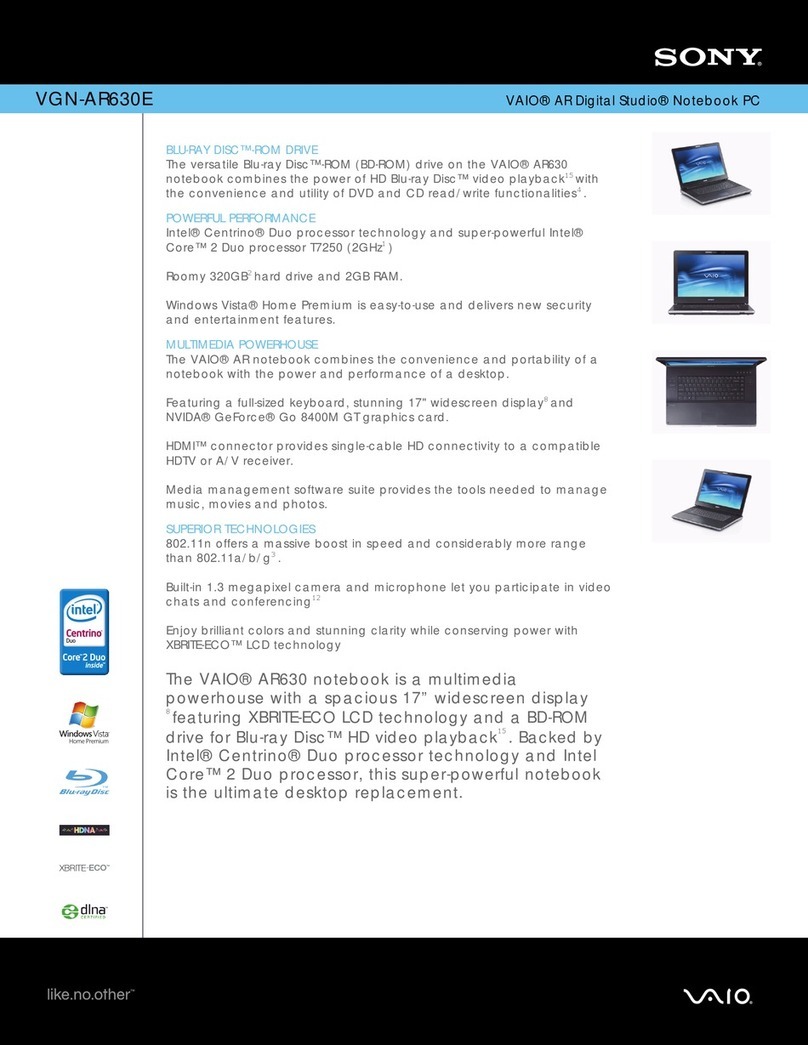 Sony VAIO VGN-AR630E User manual