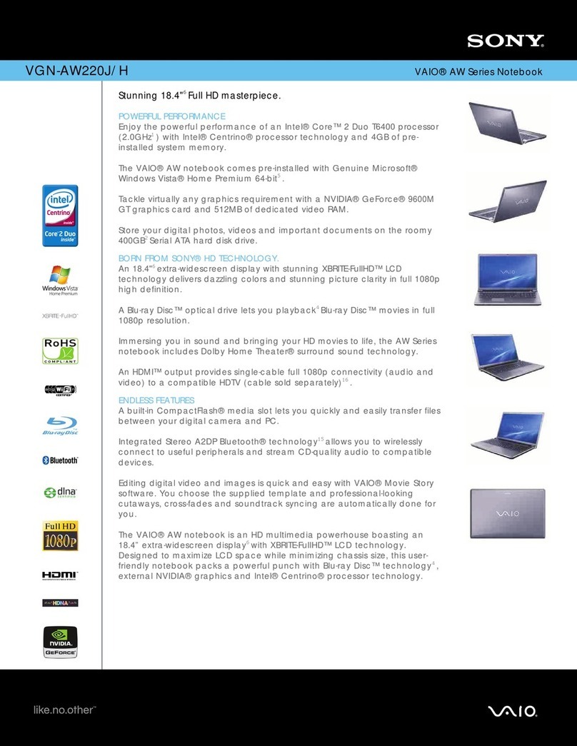 Sony VAIO VGN-AW220J/H User manual