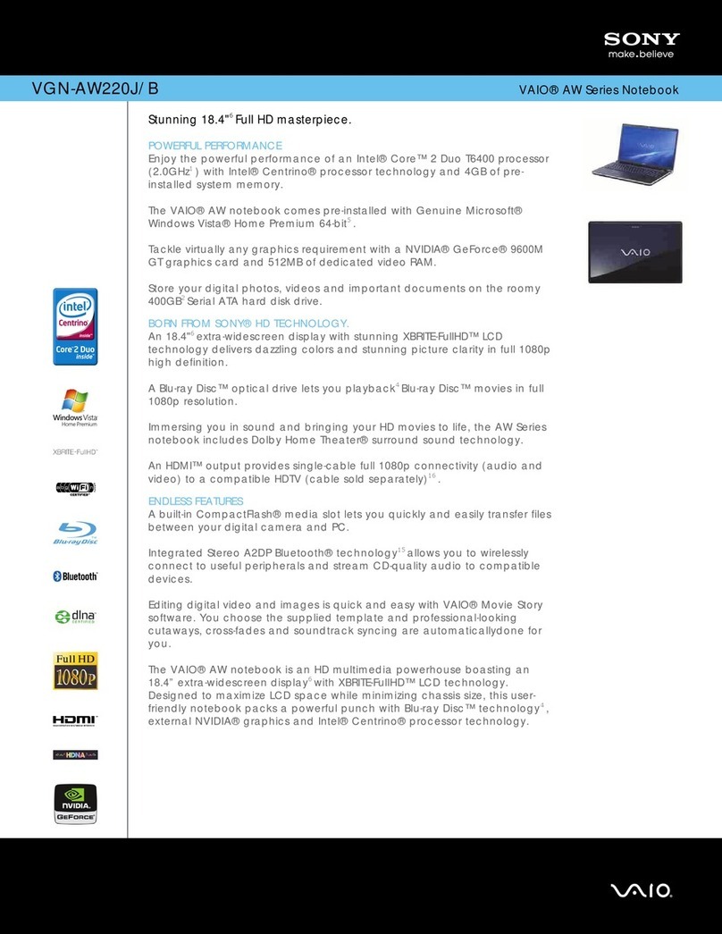 Sony VAIO VGN-AW220J/B User manual